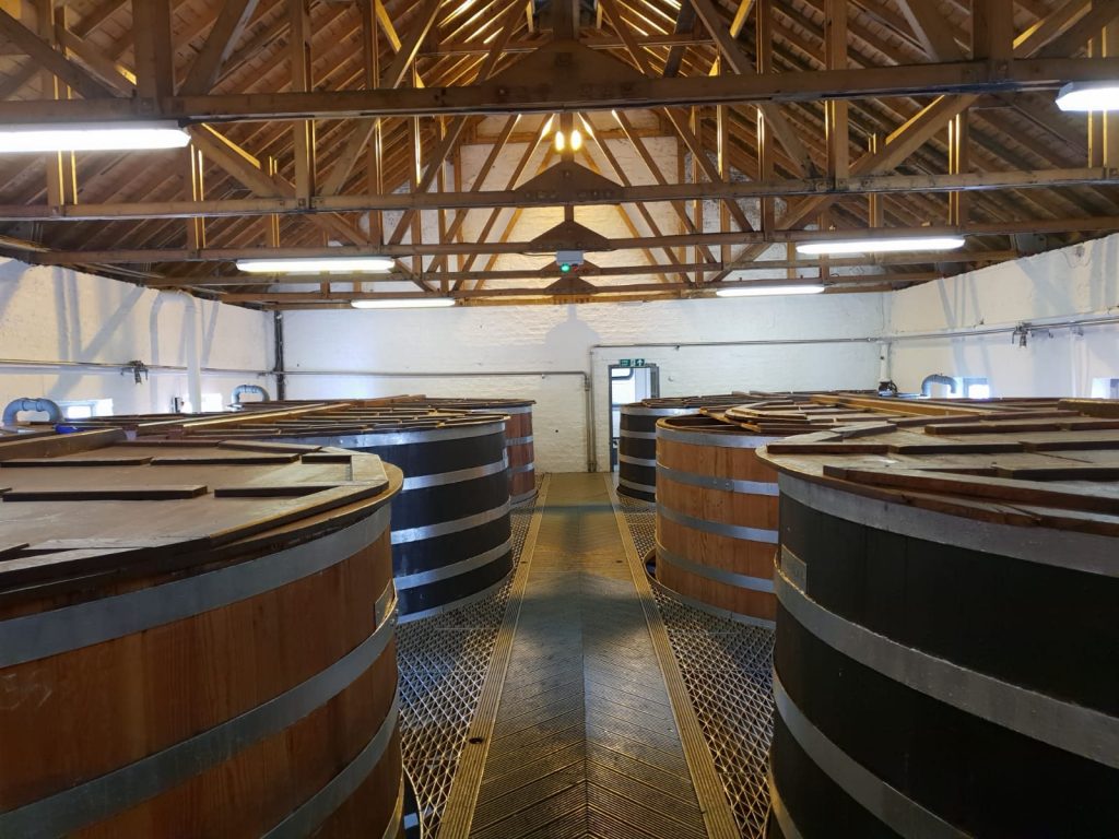 Bruichladdich distillery interior on a whiskey tour on Islay