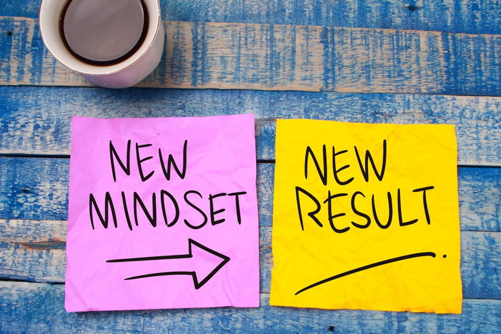 Postit notes saying new mindset new results