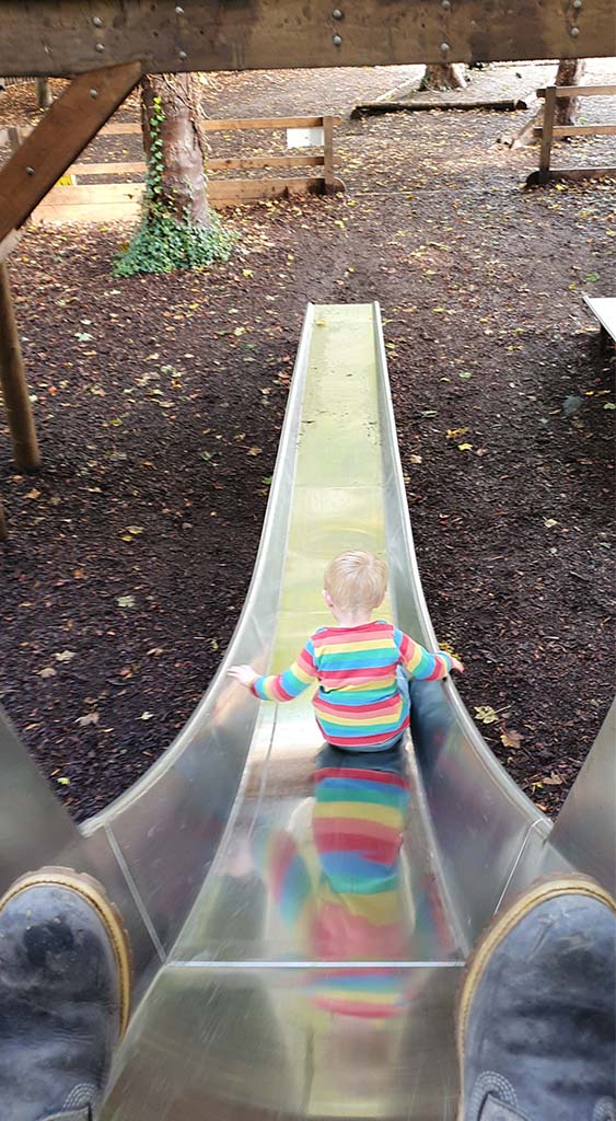 boy on a slide at Dalkeith