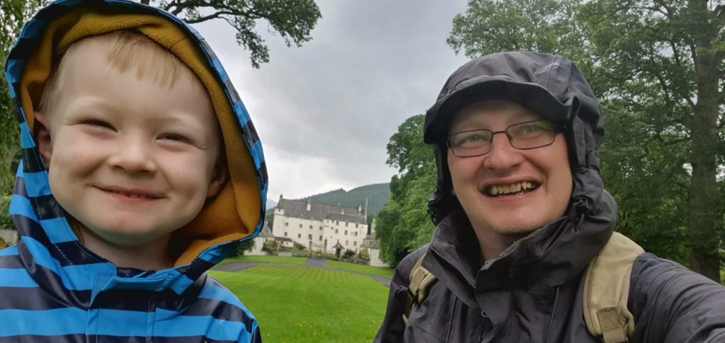 Happy in front of Traquair House