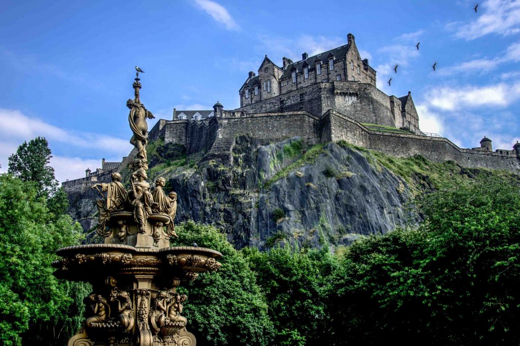 A view of Edinburgh Castle from Princes Street Gardens