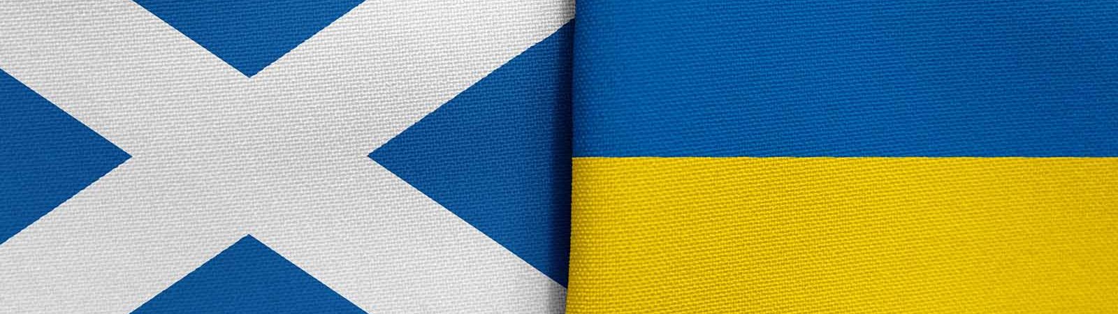 The Scottish and Ukrainian flags together