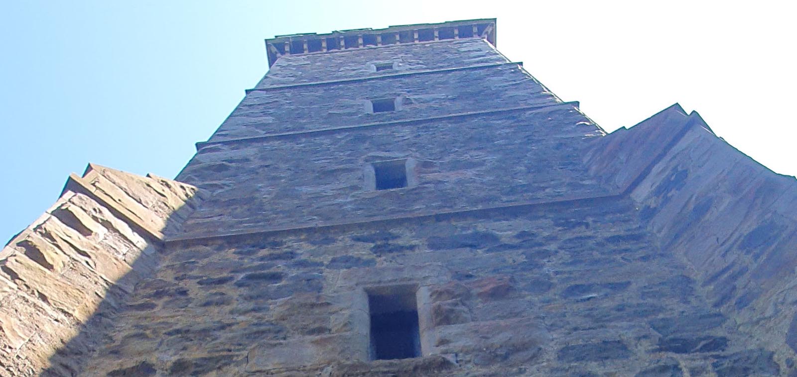 Corstorphine Hill Tower from the ground looking up